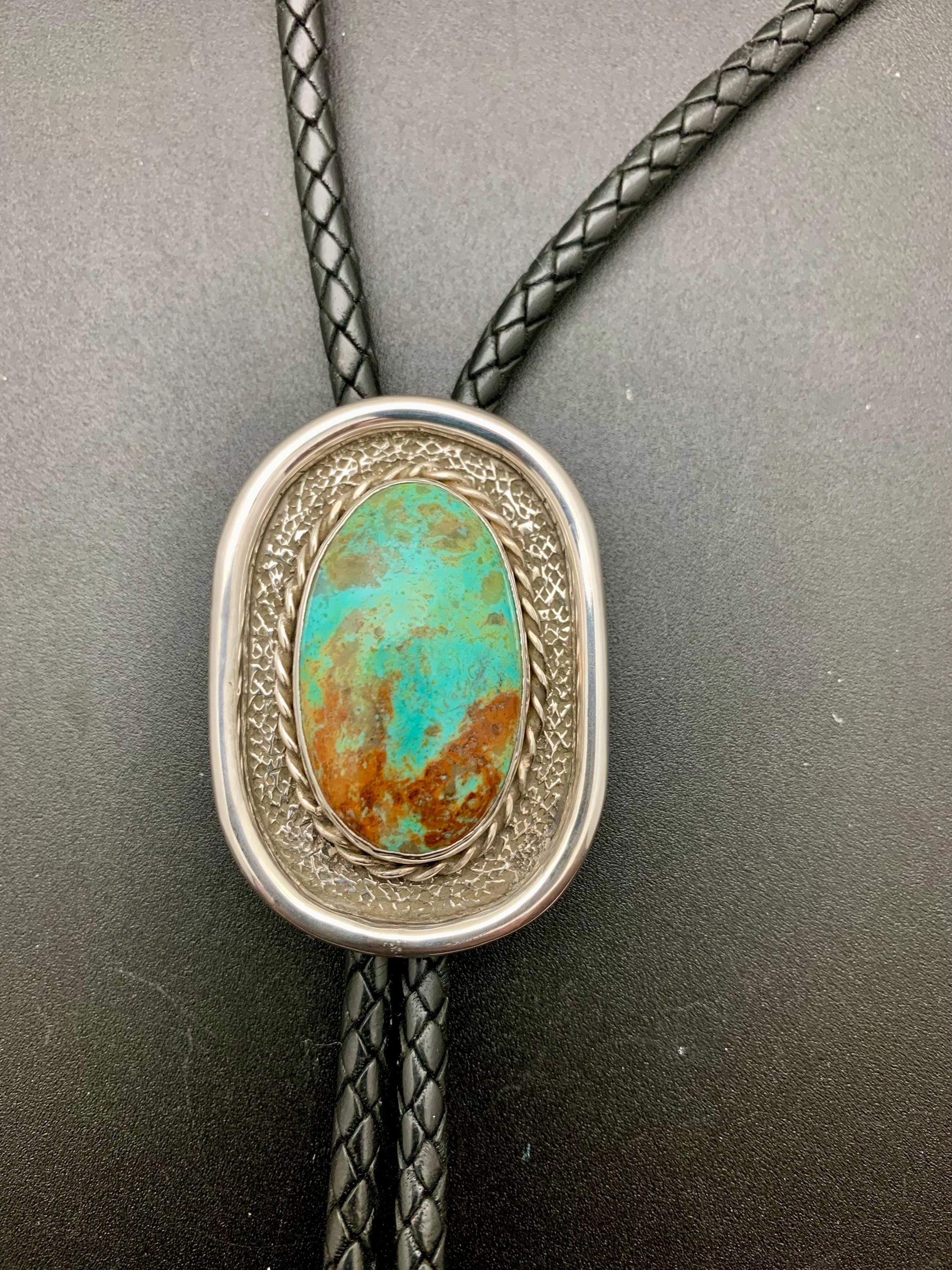 Cravate bolo en argent sterling turquoise de Manassa