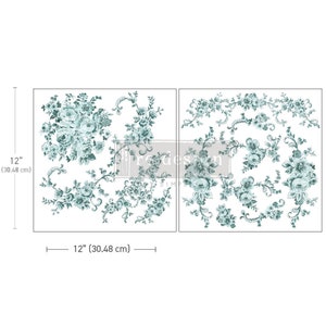 Minty Roses Maxi Transfer by Redesign With Prima, Furniture Crafts Decal Rub On #663537