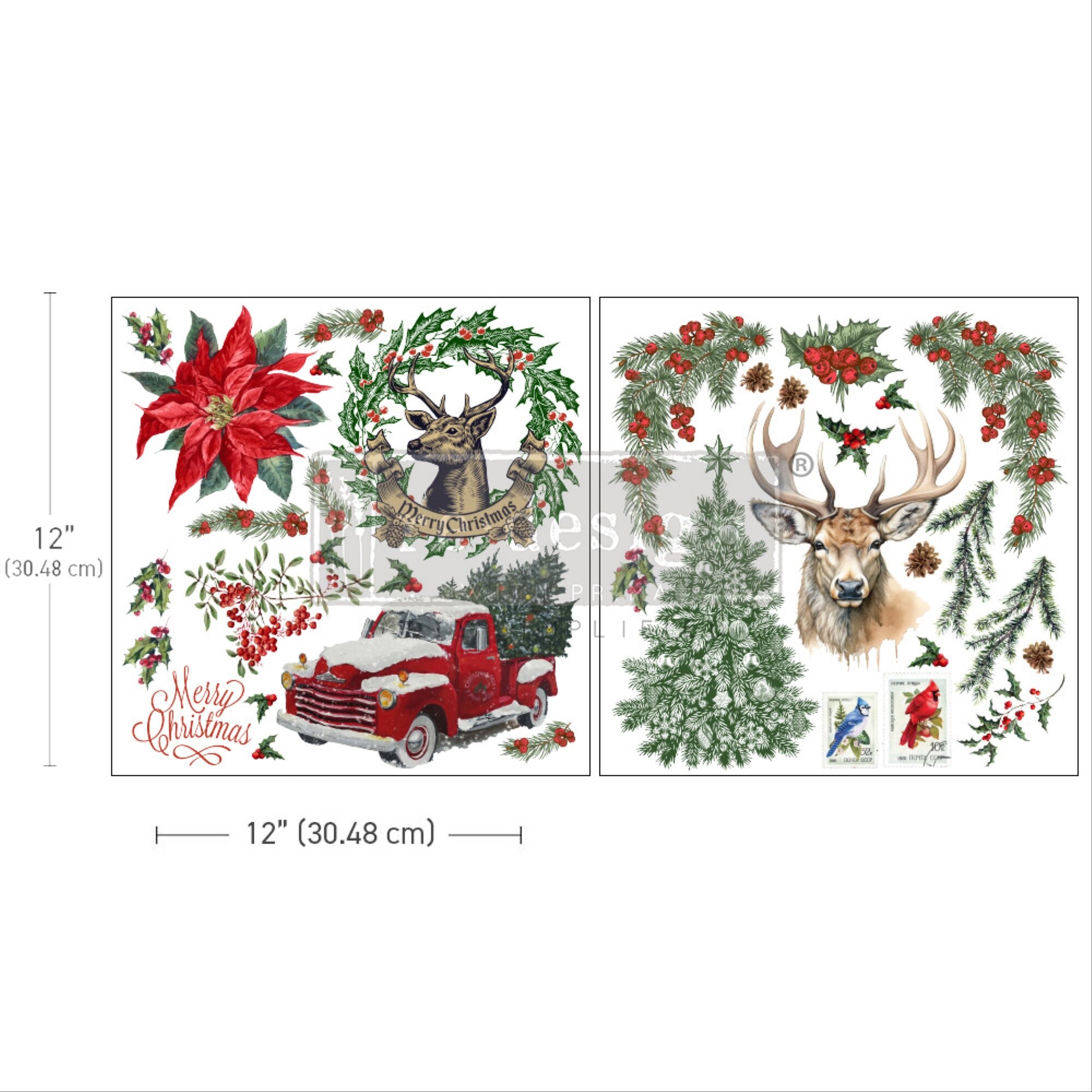 PLAID Reddi-Etch Rub-Ons Etched Glass Designs 6 Christmas Patterns You Pick