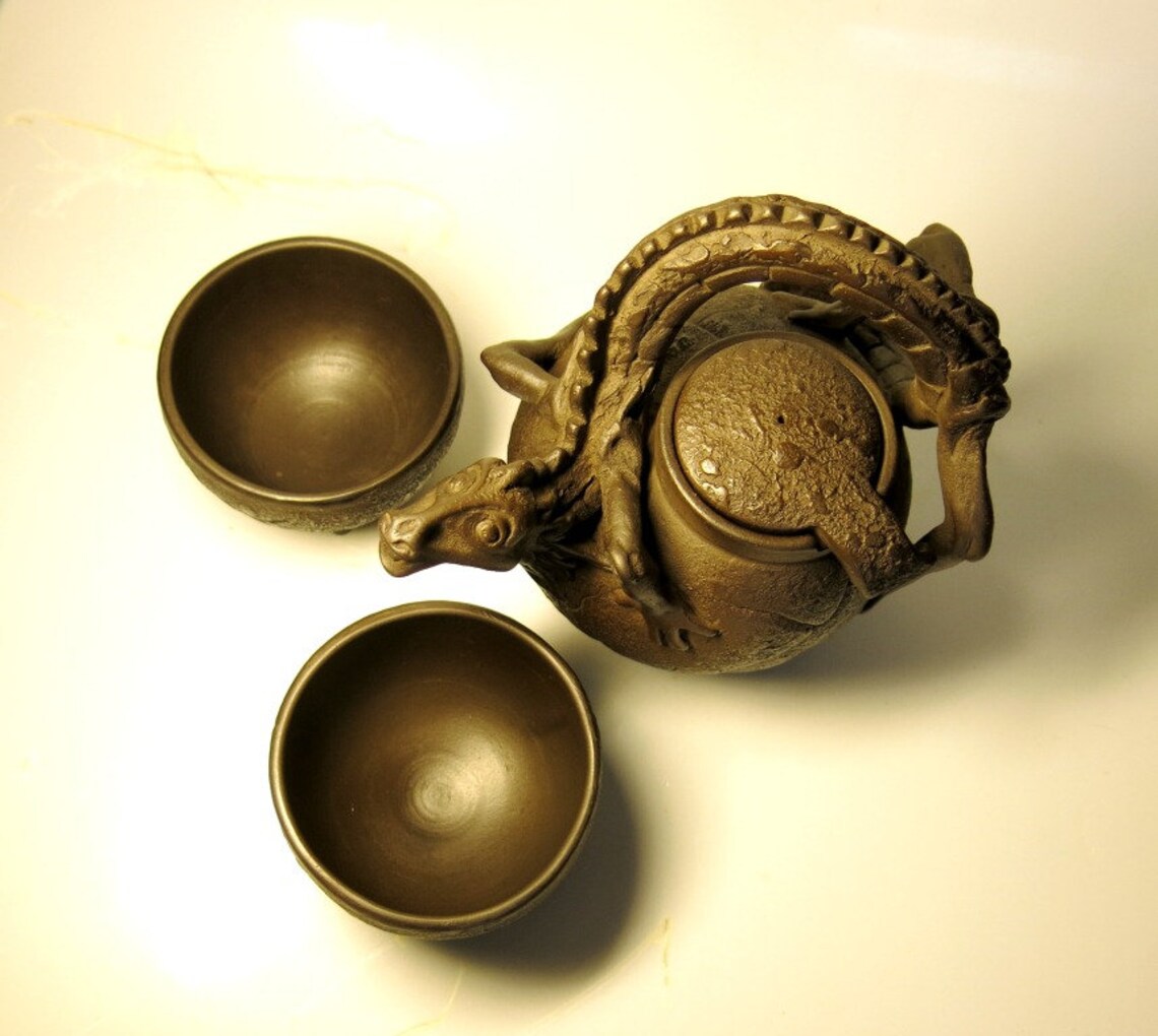 Dragon Tea Set Ready to Ship Gift Teapot in Hand Made Dragon Ceramic