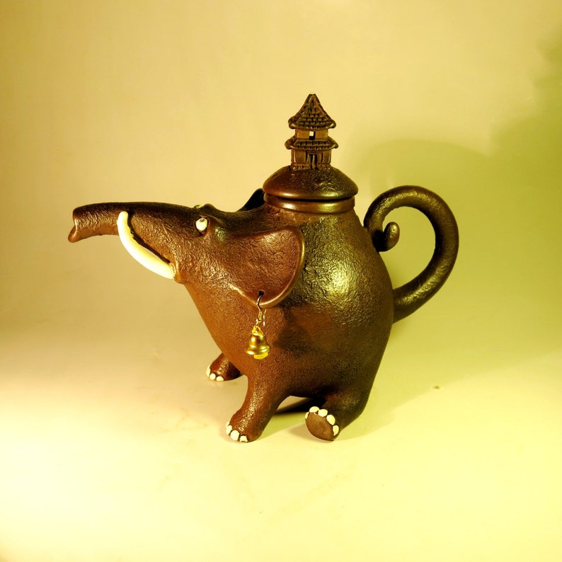 Teapot Elephant Pottery Elephant Handmade Teapot Gift Love Fine Art