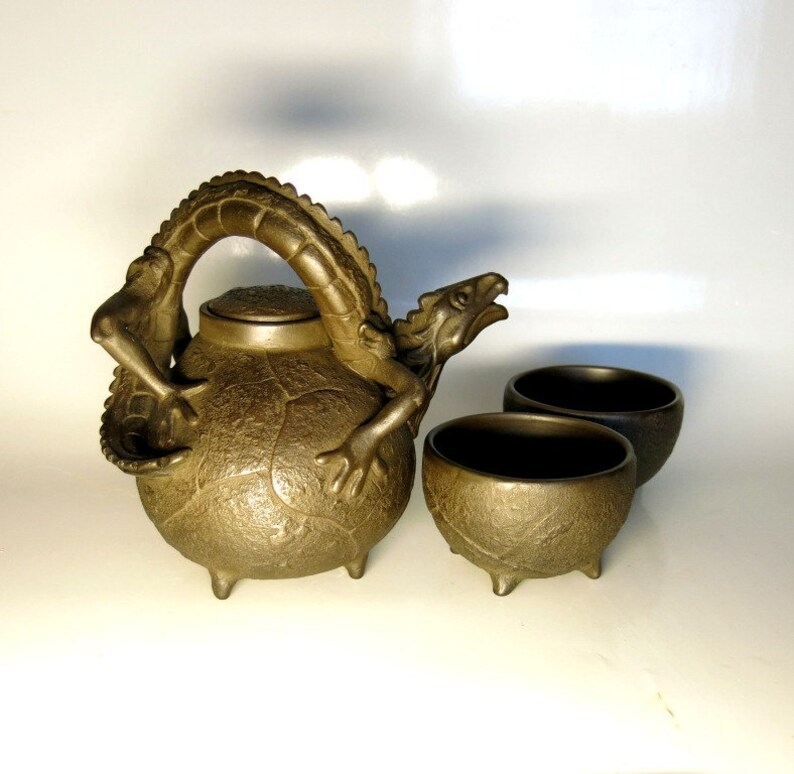 Dragon Tea Set Ready to Ship Gift Teapot in Hand Made Dragon Ceramic