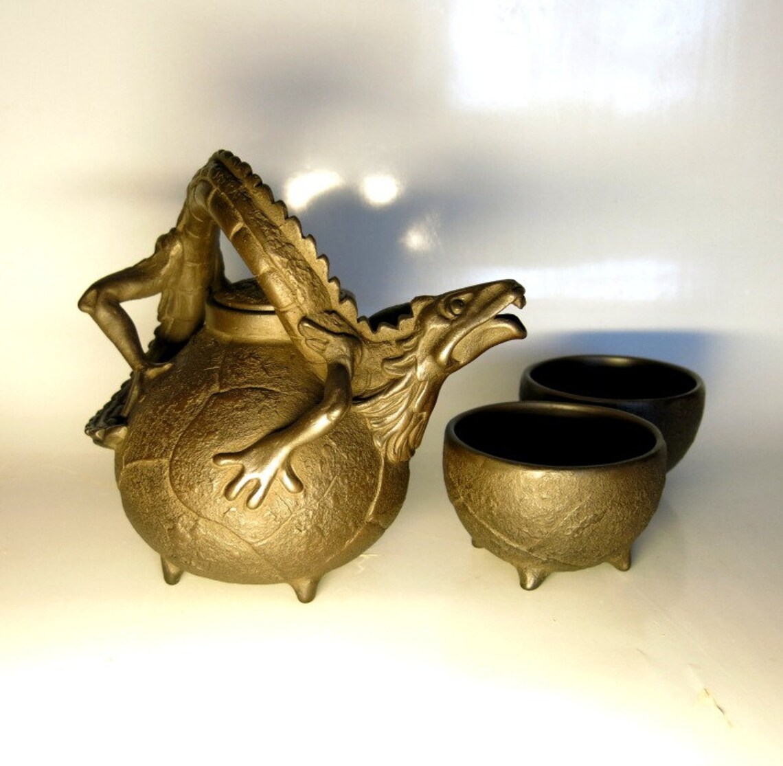 Dragon Tea Set Ready to Ship Gift Teapot in Hand Made Dragon Ceramic