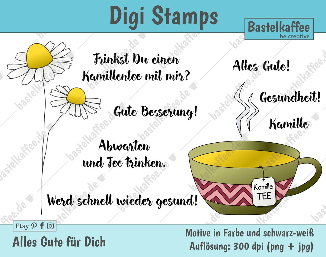 Alles Gute für Dich Digi Stamps Set Ausdruckbare digitale Stempel Etsy.de