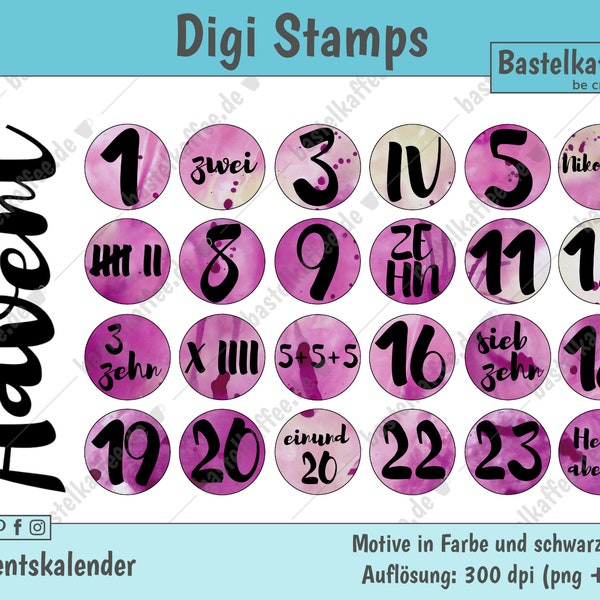 Stempel Adventskalenderzahlen | Digitale Datei