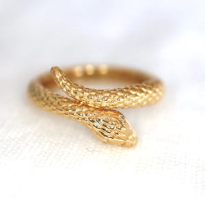 14K Yellow Gold Snake Ring gift for her Serpent Jewelry Snake lover Gold Snake Jewelry 14K gold Size 7 Not Sizable.