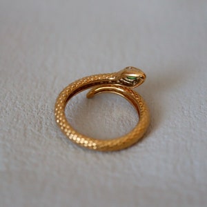 14K gold serpent ring jewelry Vintage-inspired 14K gold snake ring Custom 14K snake ring gold serpent ring with gemstone eyes. Made to Order image 3