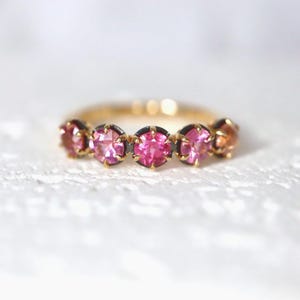 Collet setting Spinel Band Solid Gold Half Loop Band Anniversary Gift for her Purple Lilac Spinel Ring Engagement. 14K Yellow Gold US 7 RTS