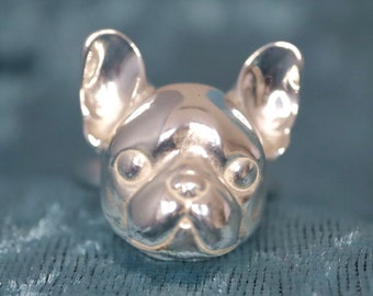 Cute French Bulldog Ring in Sterling Aninal Ring Signet