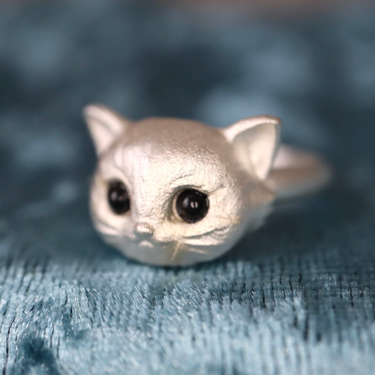 Cute Cat Face Ring in Sterling Silver Cat Owner Gift OOAK Cat Owner ...