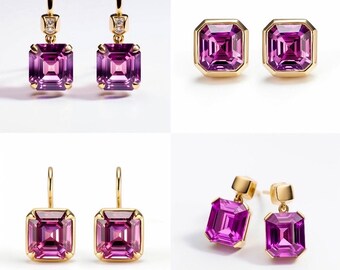 Asscher Cut Precision cut Grape Garnet Custom for earrings