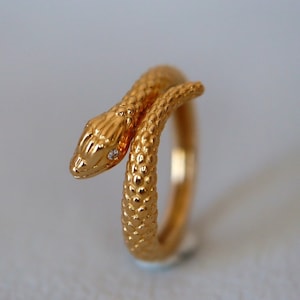 Solid Gold Snake Ring 14K Ring Diamond Serpent Jewelry gift for her Snake lover Viper ring Gold Snake Jewelry RTS Size 7 not sizable