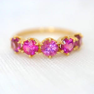 Purple Spinel Band Solid Gold Half Loop Band Anniversary Gift for her Purple Lilac Spinel Ring Engagement. 14K Yellow Gold US 7 RTS