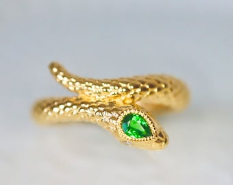 Solid Gold Snake Ring Snake Band in Yellow Gold Jewelry Viper Gift for her snake lover Gold Snake Jewelry Snake Stacking Ring. Made to Order