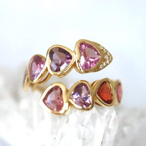 Solid Gold Snake Ring Purple Natural Spinel Heart Shaped Burmese Spinel Ring Snake Ring Bezel Set. 14K Yellow Gold Size US7 RTS