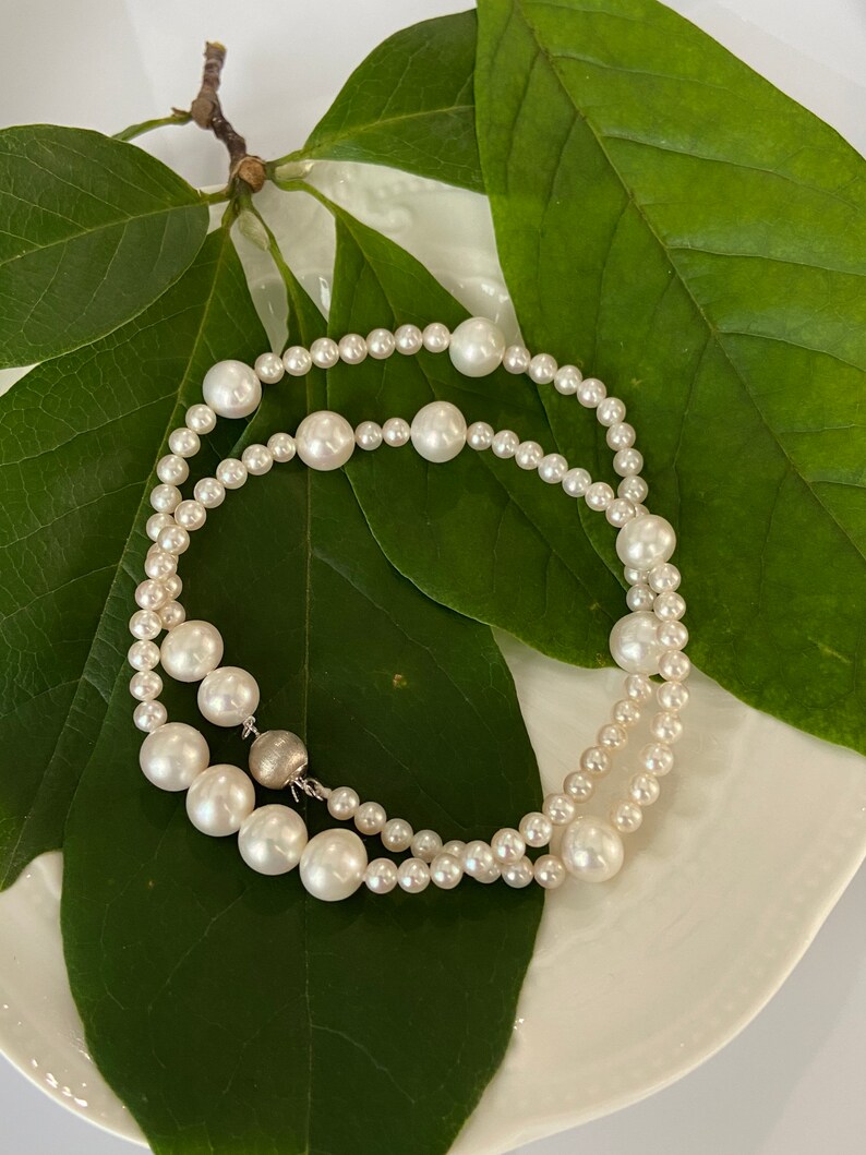 Freshwater White Pearl Necklace/natural Pearl/sparkly Strand Etsy