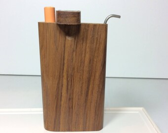 One Hitter Dugout Wood + Metal Poker Tool + 3" Digger Bat Pipe Indian Rosewood Shisham Dalbergia Sissoo Spring Loaded 4" Tobacco Pocket Case