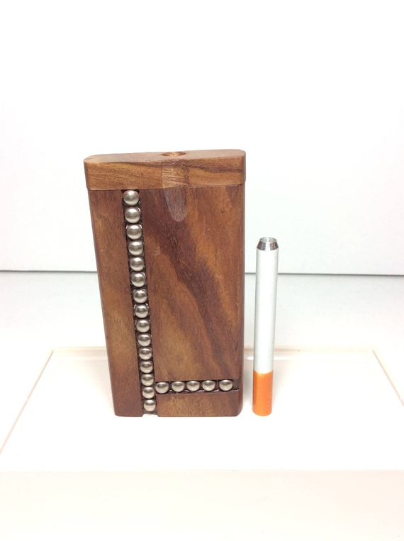 tobacco dugout One Hitter Dugout Metal Round Studs Beaded Spring Loaded 4