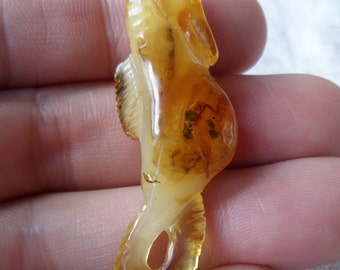 4,20gr. SEA HORSE Authentic Butterscotch Natural Real Hand Carved Baltic Amber Amulet