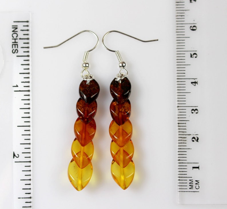 Genuine Baltic Amber Overlapping Mixed Earrings Silver Gem Gift Stone Cognac Orange Clear Yellow Hand Carved Jevelry Dangling Colorful