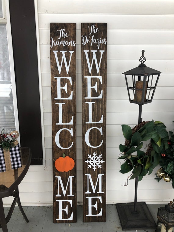 welcome front porch sign with interchangeable designs