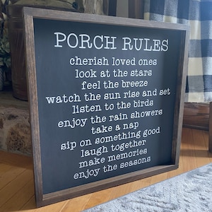 Porch Rules Wooden Sign