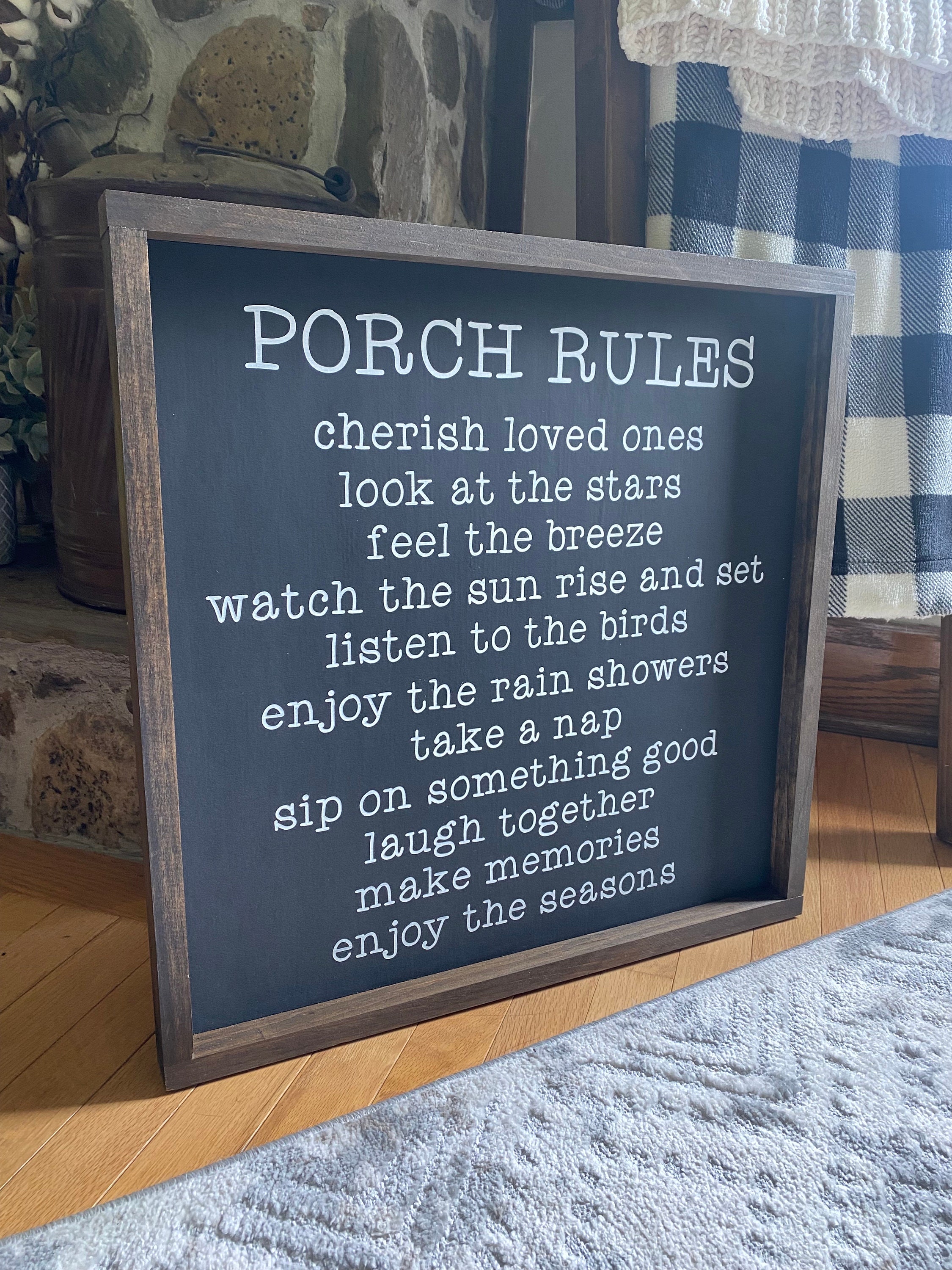 Porch Rules Wooden Sign