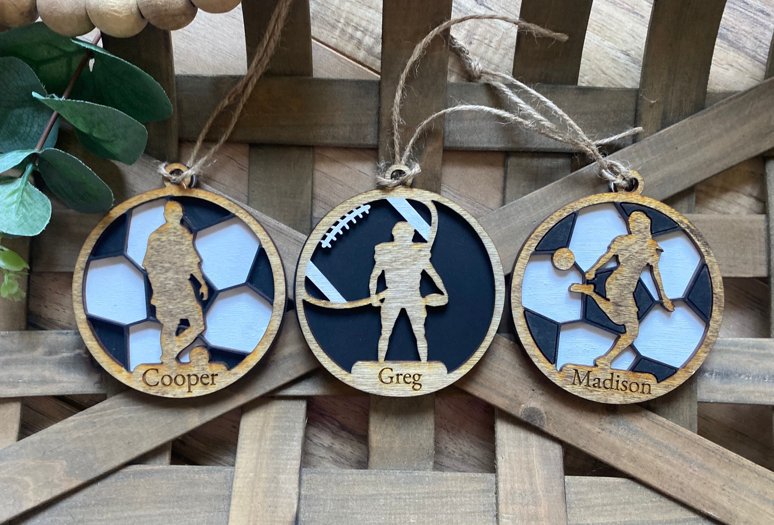 Personalized Sports Ornaments Wooden Sports Ornaments Etsy