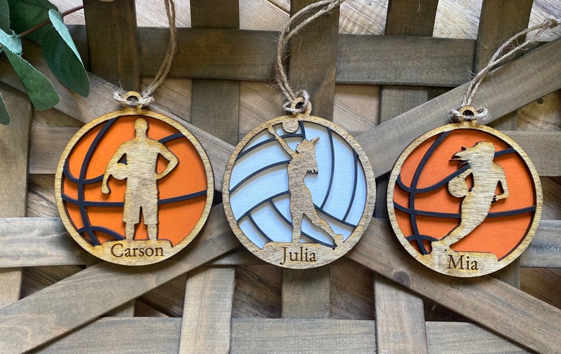 Personalized Sports Ornaments Wooden Sports Ornaments Etsy