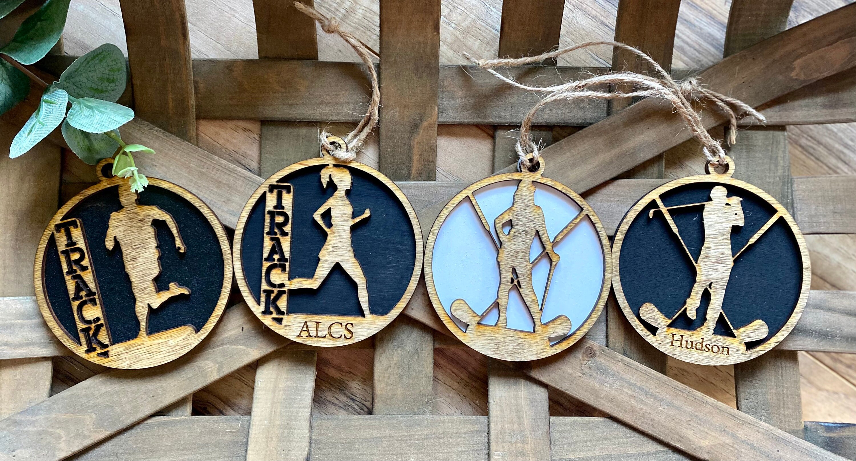 Personalized Sports Ornaments Wooden Sports Ornaments Etsy