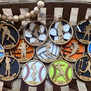 Personalized Sports Ornaments | Wooden Sports Ornaments | Sport Ornament