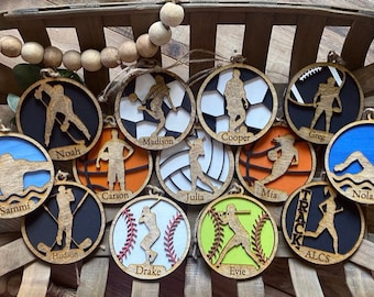 Personalized Sports Ornaments | Wooden Sports Ornaments | Sport Ornament