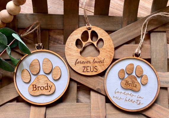 Memorial Pet Ornament | Custom Pet ornament | Dog Pawprint | Forever Loved | Forever in our hearts ornament