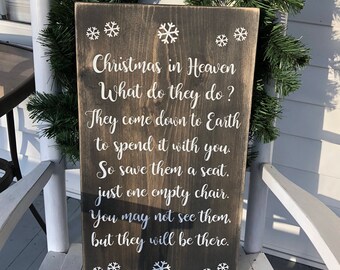 Christmas in heaven wooden sign