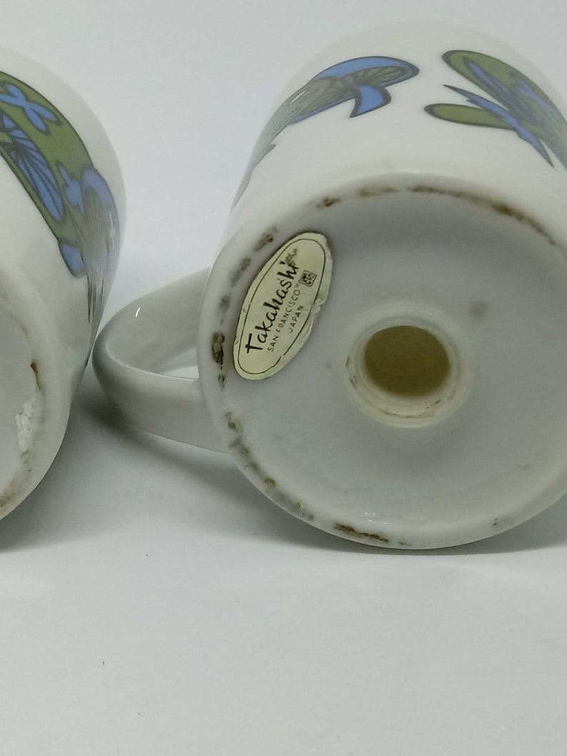 Green and blue Takahashi mushroom salt and pepper shakers