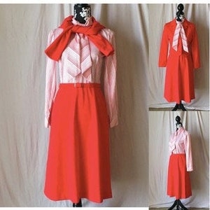 Vintage 1970’s Union Made Candy Stripe Secretary Dress & Jacket Set, Size XS to Small