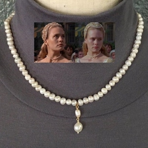 The Princess Bride Buttercup&#39;s Real Natural Pearls Pearl Drop Necklace, Handmade Replica