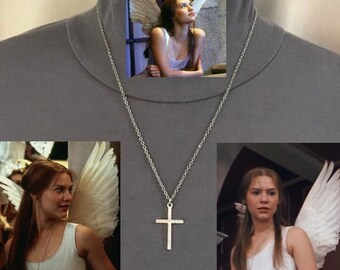 Juliet's Cross Silver Necklace from Romeo + Juliet, Handmade Rhinestone Replica Costume Cosplay