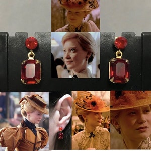 Crimson Peak Lady Edith Sharpe Gothic Ruby Earrings Handmade Replicas