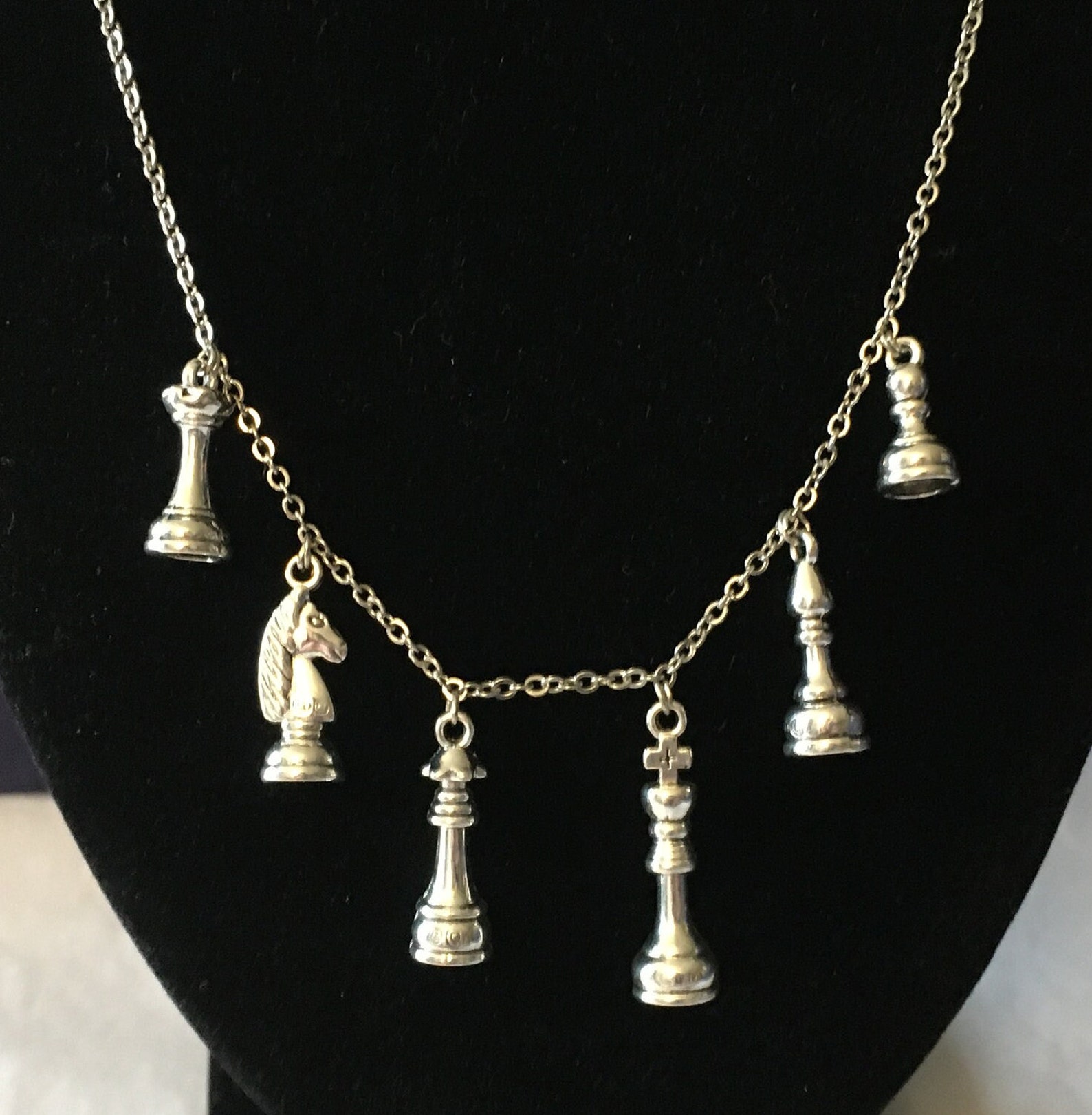 Chess Chain Queen's Gambit Chess Master Handmade Necklace With Chess Piece Charms ...