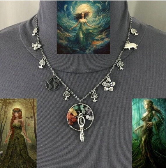 Gaia Mother Earth Terra Greek Roman Goddess Handmade Mythology Necklace Rainbow Tree of Life Goddess Earth Bee Lily Pig Trees Etsy Finland
