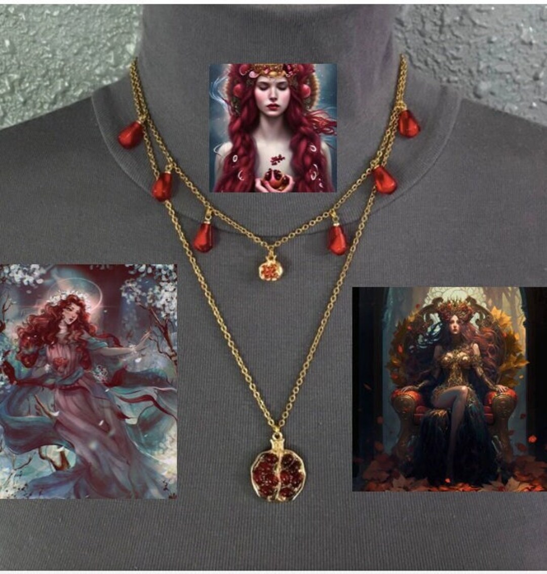 Persephone Greek Goddess Pomegranates and Seeds Handmade 2layer Gold