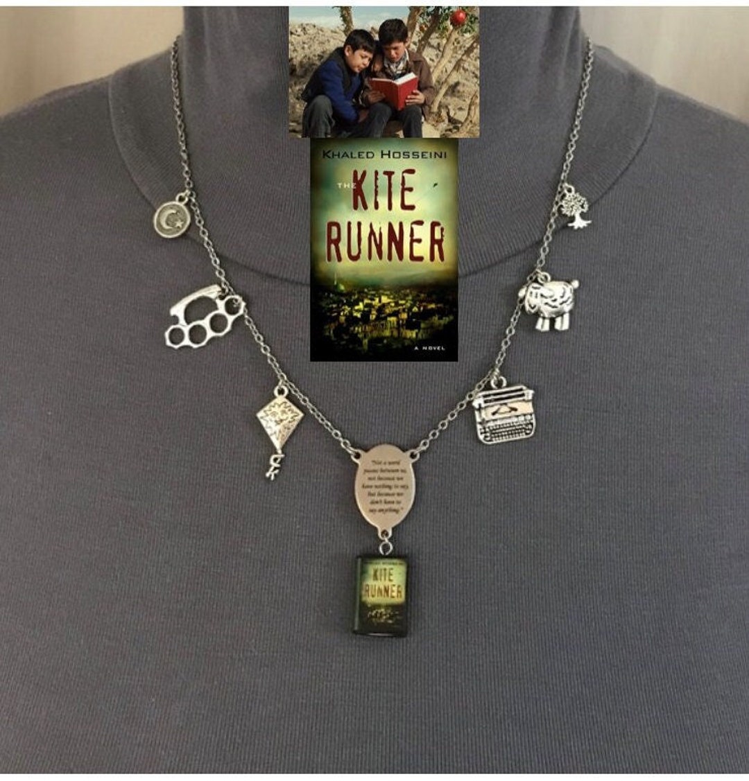 The Kite Runner by Khaled Hosseini Handmade Literature Necklace, Book Cover, Quote, Kite, Lamb