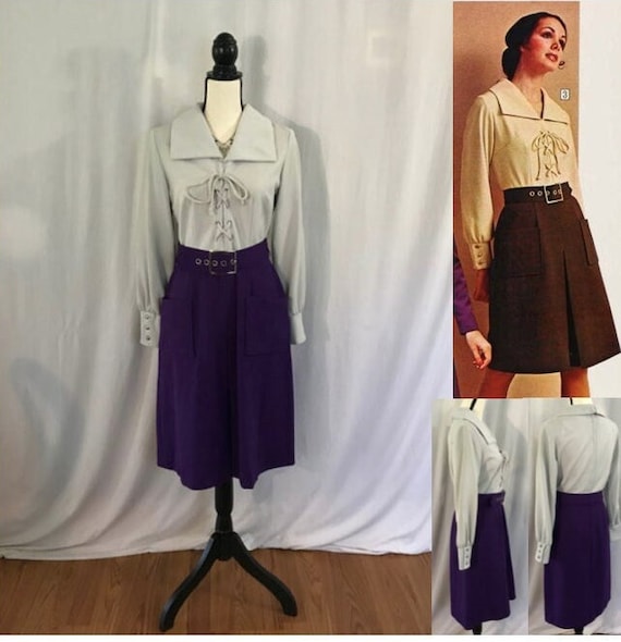 Vintage 1970’s Sears Lace-up Bodice Belted Two-to… - image 1