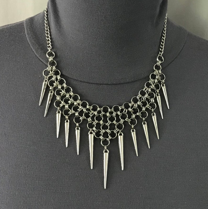 Gothic Tribal Silver Fierce Warrior Chainmail Spike Handmade Adjustable ...