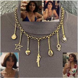 The White Lotus Lucia Greco Gold Female Empowerment Necklace with 7 Detachable Charms, Handmade Adjustable Replica
