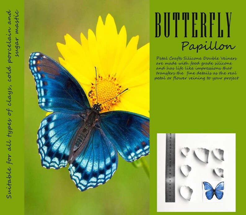 Butterfly Ballion Double Veiner Silicone Mold Cutter Sugarcraft Fondant Mastic Clay Flower Making