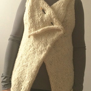 Hand-knit Wool Vest - free shipping, knit vest, gilet tricoter, women wool vest, bohemian vest, boho vest, gift for her