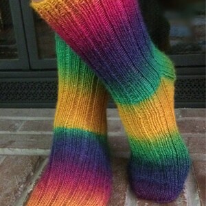 Rainbow knit socks - SOLD - sample photo - free shipping, custom socks, wool socks, gift