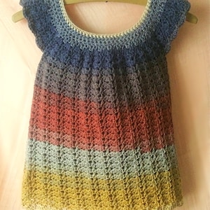 Girl&#39;s Crochet Dress/Tunic- SAMPLE - custom dress, free shipping, crochet dress, knit top, rainbow top, lace dress, crochet top